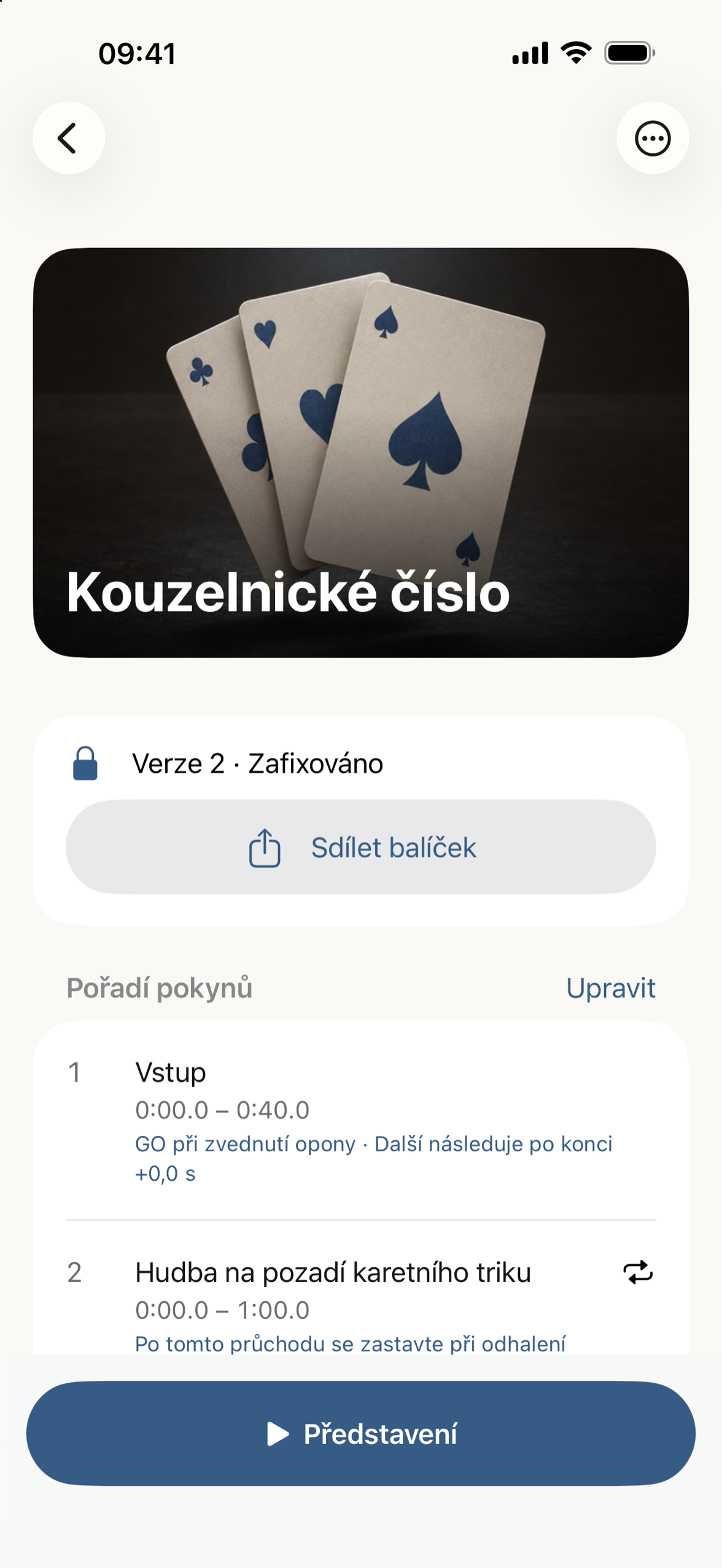Pořadí vystoupení s poznámkami