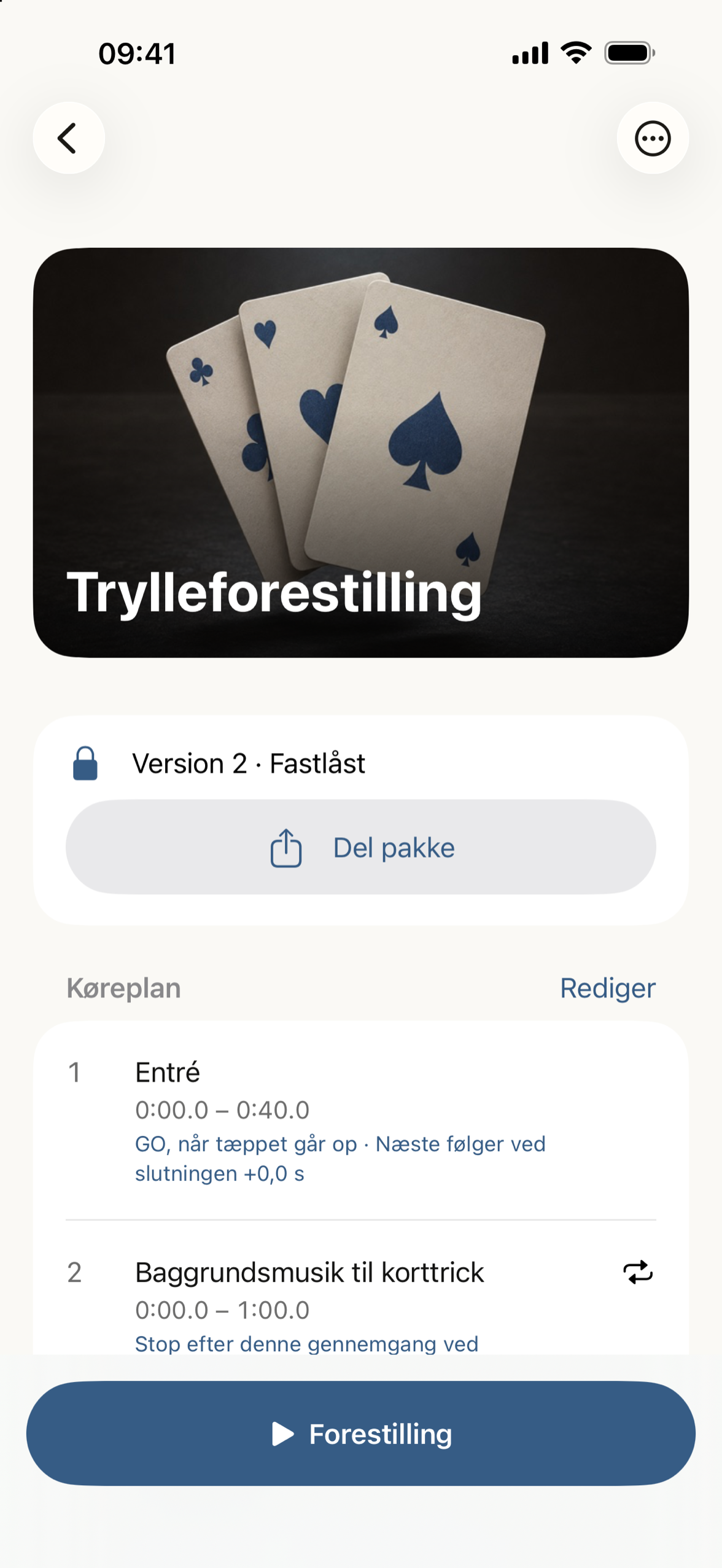 Afspilningsrækkefølgen med bemærkninger
